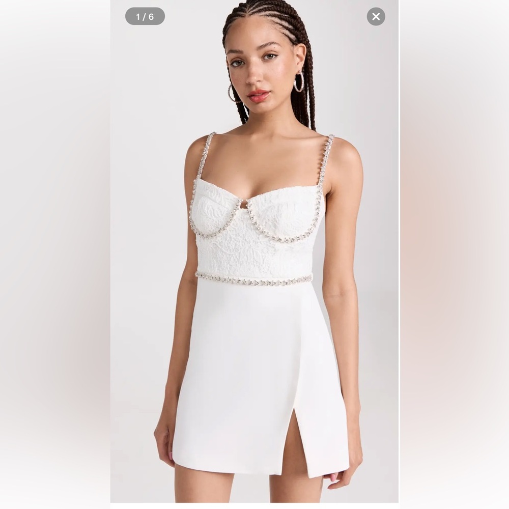 Self Portrait White Lace Bodice Mini Dress